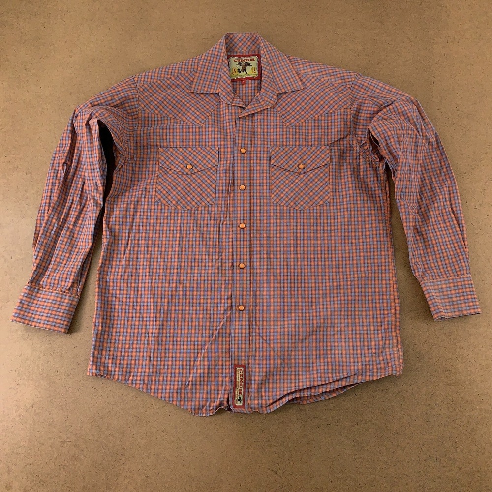 Cinch Classic Cowboy Collection Men's Size Small Colorful Plaid Pearl Snap Shirt